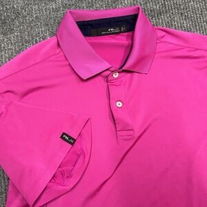 RLX Ralph Lauren Golf Polo Shirt Men Size Large Stretch Pink Magenta Performance
